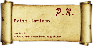 Pritz Mariann névjegykártya